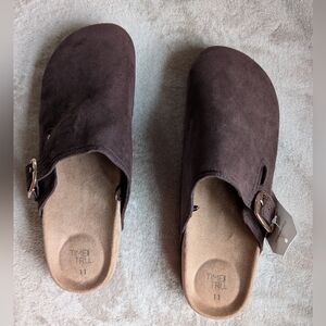 Time and Tru Women's Brown Suede Clog Mules